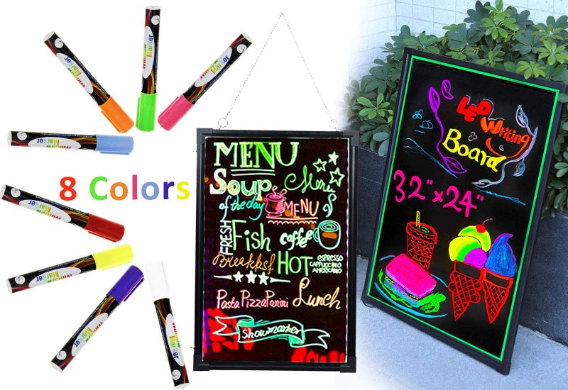 Winrase 8 PCS Chalk Marker Pen 6mm Dry Erase Markers Fluorescent Markers Highlighters with Reversible Bullet/Chisel Tip for LED Light Board,Coffee Shop,POP Art,Bistro Board,AD Drawing,Blackboard - Image 4